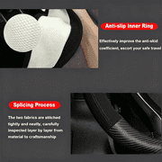XUKEY D-Shaped Car Steering Wheel Cover 14.5-15'' Non-slip Carbon Fiber Black Leather