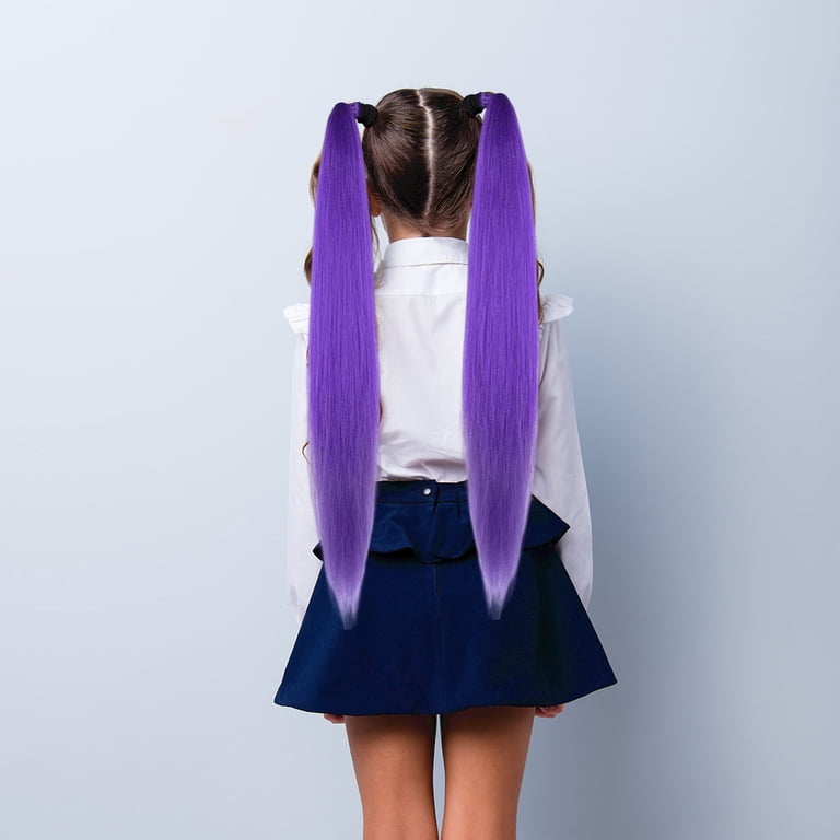 NWT Yaki Long Purple Hair Extensions Synthetic Crochet Hair 48 Inch 2 Packs Long Purple Hair Extensions for Braids Pre Stretched Purple  main image 3