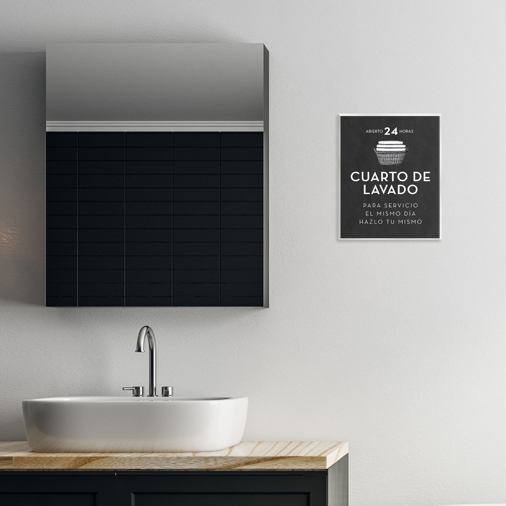 Stupell Industries Publicidad Día de Lavandería, Negro Bath & Laundry Painting Unframed Art Print Wall Art, 11 x 14