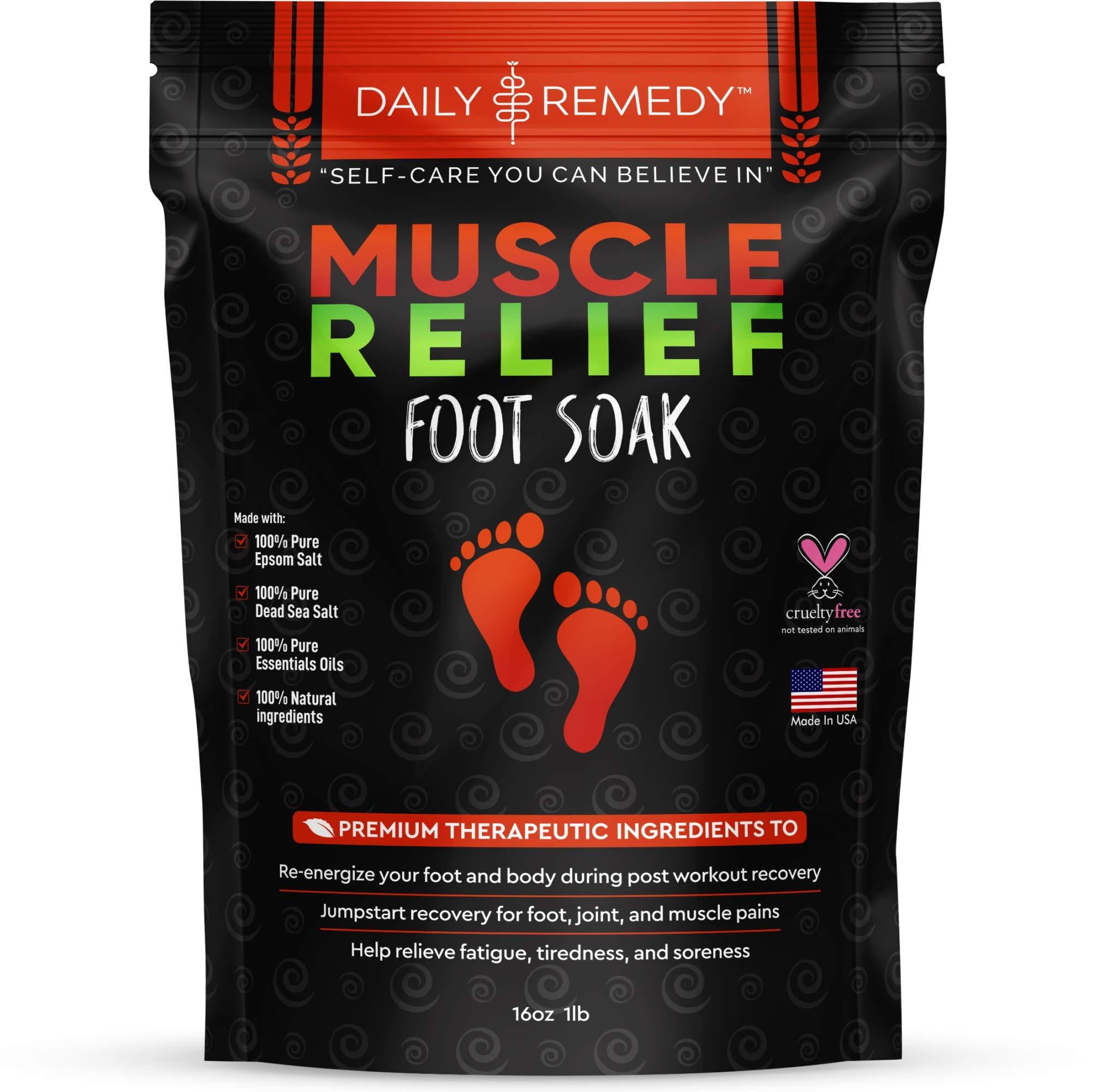 Muscle Relief Foot Soak with Epsom Salt, Made in USA, Soothe Foot Aches