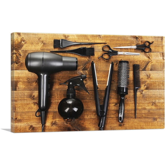 ARTCANVAS Hair Salon Tools Equipment Canvas Art Print - Size: 26" x 18" (1.50" Deep)