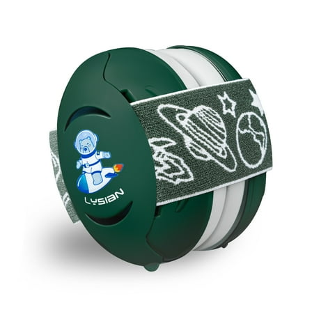 LYSIAN Toddler Noise Reduction Earmuffs, 25dB Hearing Protection for Travel, Festivals, Sports, Fireworks - Dark Green