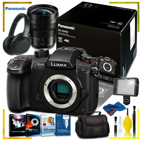 Panasonic Lumix Mirrorless Digital Camera + Sony WH-1000XM3 Headphones (Black) + Panasonic Leica DG Vario-Elmarit 8-18mm Lens + Corel Editing Kit + Camera Case + LED Light + Cleaning