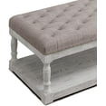thumbnail image 6 of Ottoman Coffee Table, Large Rectangle Ottoman with Storage - Upholstered Cushioned Bench for Living Room, Tufted Linen Fabric with Solid Wood Shelf, Entryway Bench(Light Gray), 6 of 9