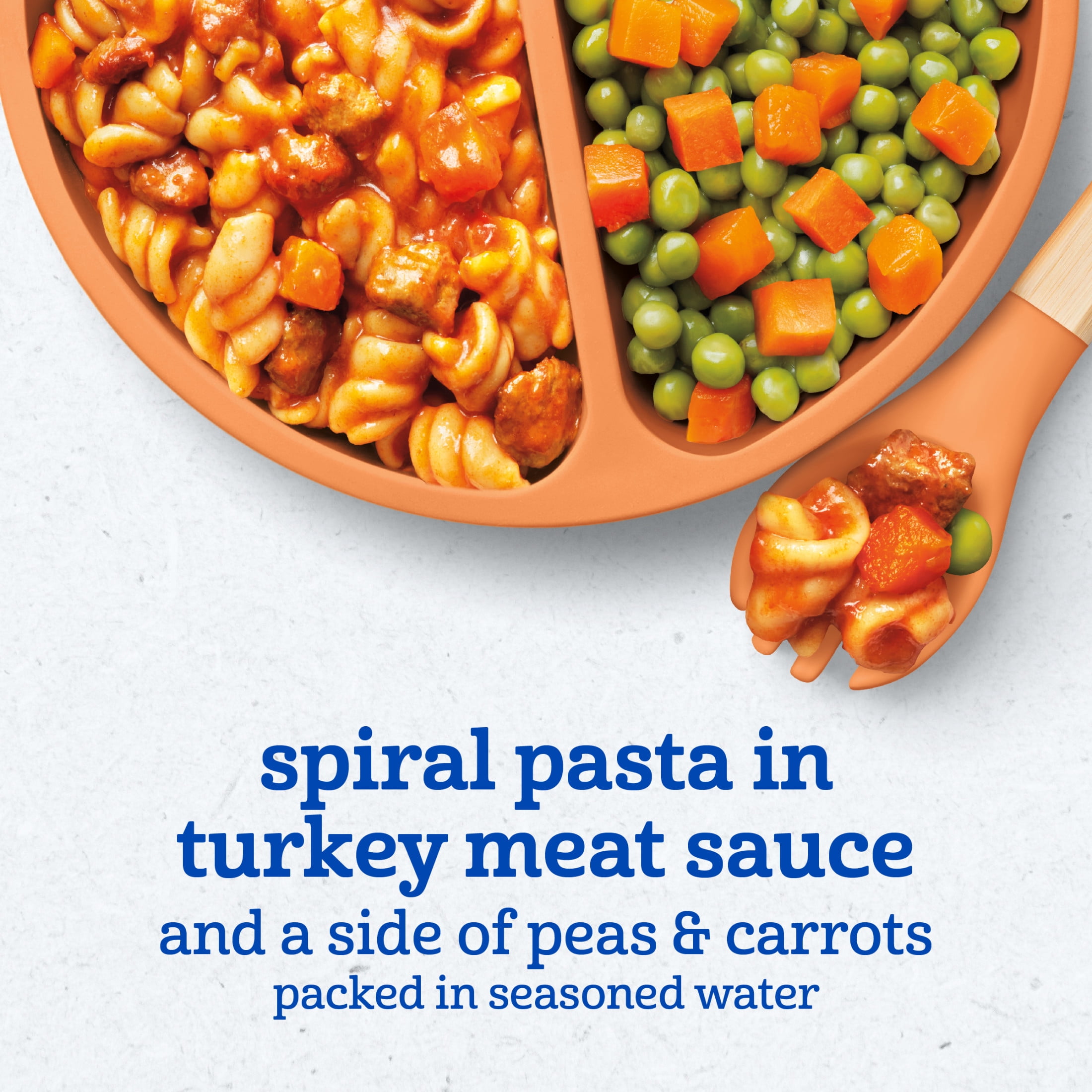 Gerber Spiral Pasta in Turkey Meat Sauce with Green and Yellow Beans Toddler Food, 6.67 oz Tray