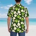 thumbnail image 4 of Fuzoiu Green Fruit Print Hawaiian Shirt for Men, Summer Beach Casual Short Sleeve Button Down Shirts, Men’s Beach Summer Shirts with Pocket,Large, 4 of 7