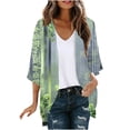 thumbnail image 2 of Brqkzdu Lightweight Kimonos for Women Open Front Floral Printed Chiffon Cardigan Puff Sleeve Loose Fit Beach Vacation Cover Up, 2 of 5