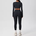 thumbnail image 4 of Womens Workout Sets 2 Piece Seamless Long Sleeve Crew Neck Crop Top Shirts Scrunch Leggings Gym Yoga Outfits, 4 of 5