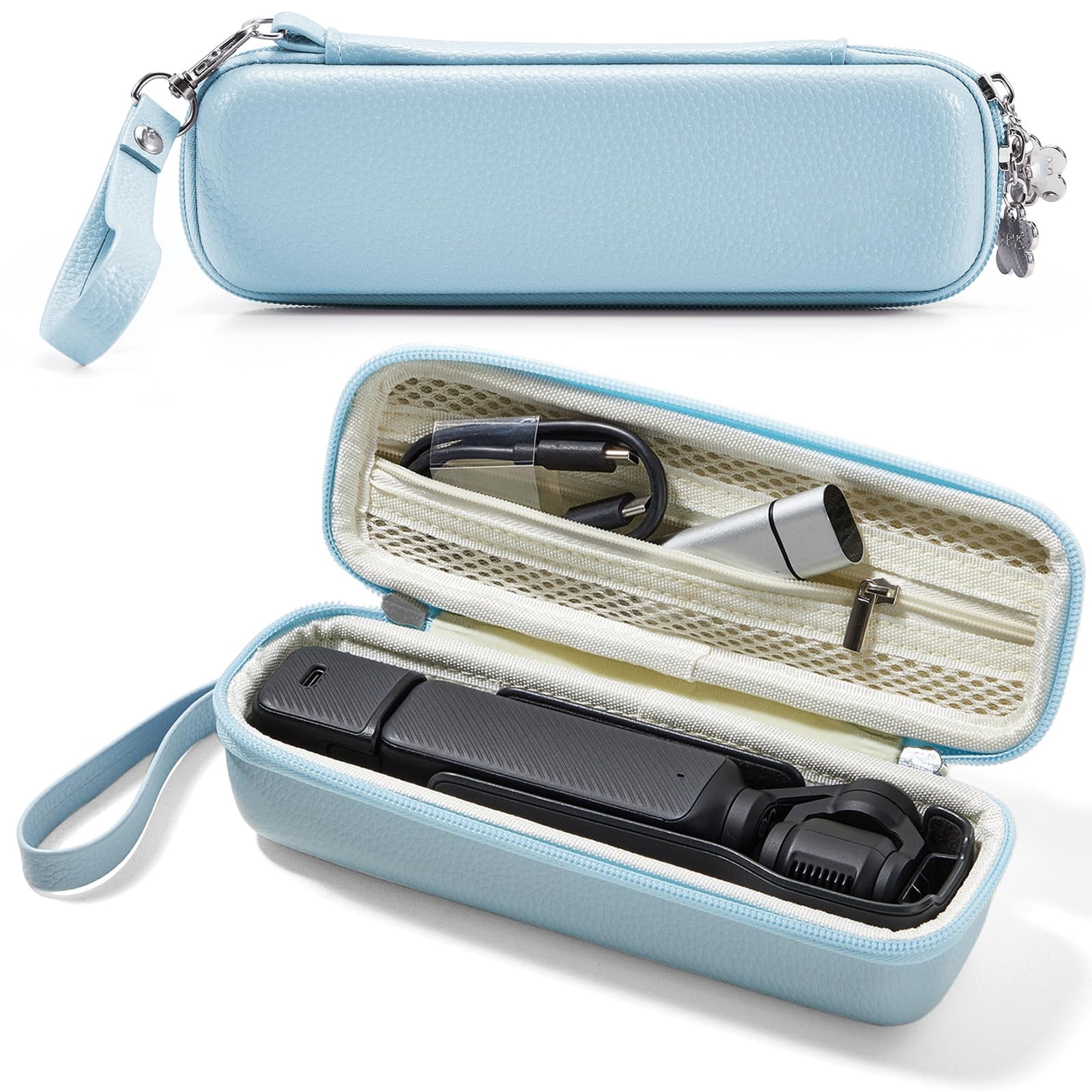 Hard Carrying Case for DJI Osmo Pocket 3 & Accessories, Small,Fits DJI Osmo Pocket 4 and Xtra Muse Camera, Protective Storage Bag with Wrist Strap and Zippered Mesh Pocket-Blue