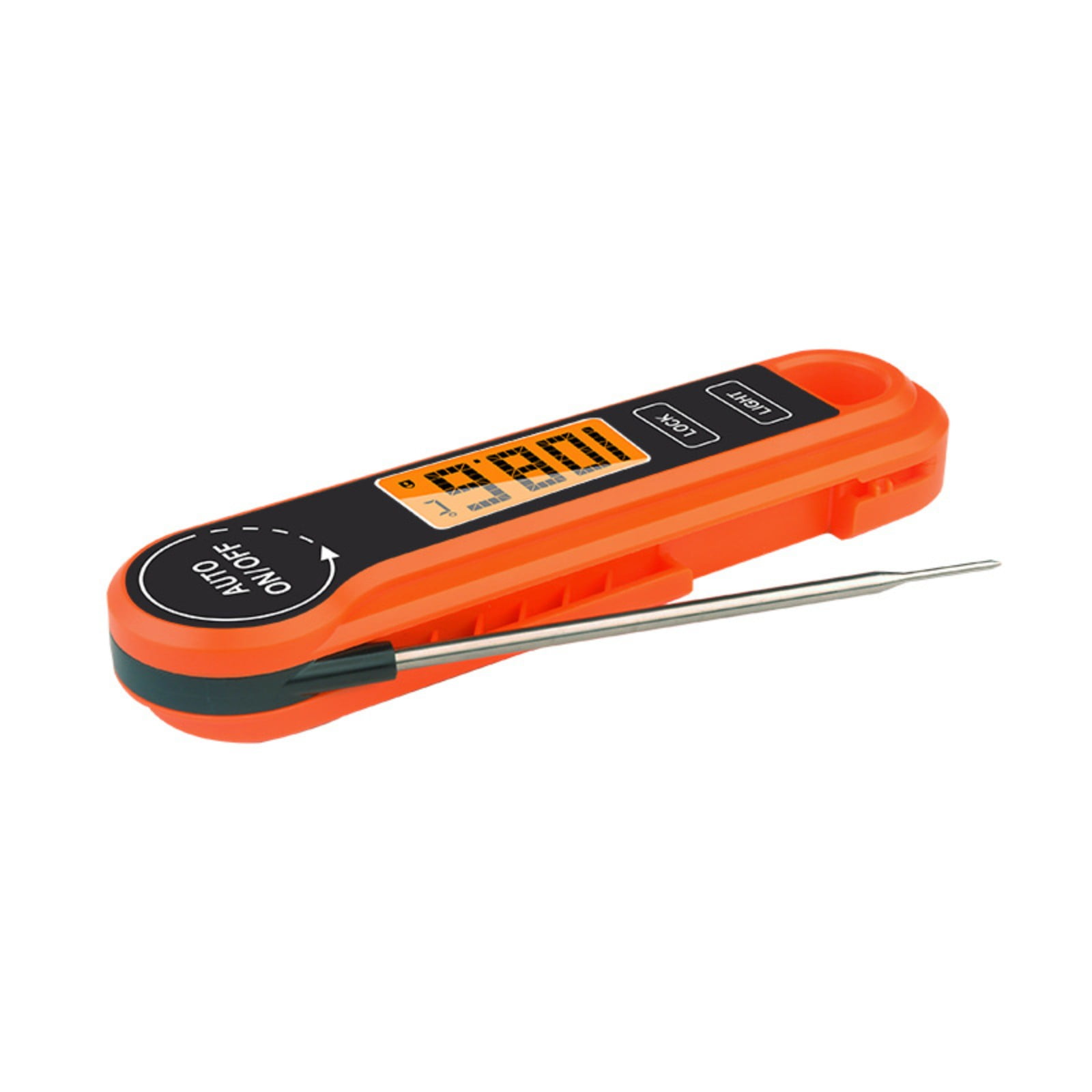 Digital Meat Thermometer Instant Read Thermometer Waterproof with Folding Stick Magnetic Back and Backlit Display for Outdoor Grilling Bbq Cooking Baking Orange 1 Pack