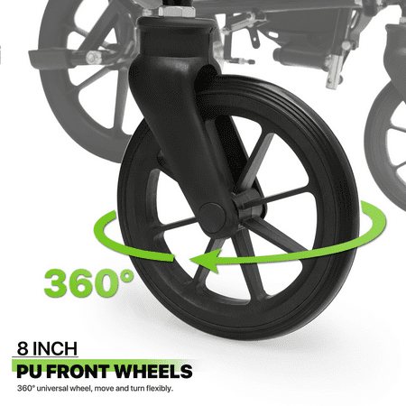 Magshion *FDA APPROVED* Transport Wheelchair, Folding Transport Chair with Swing Away Footrests and Flip Back Backrest for Travel, 300lbs Weight Capacity, Black