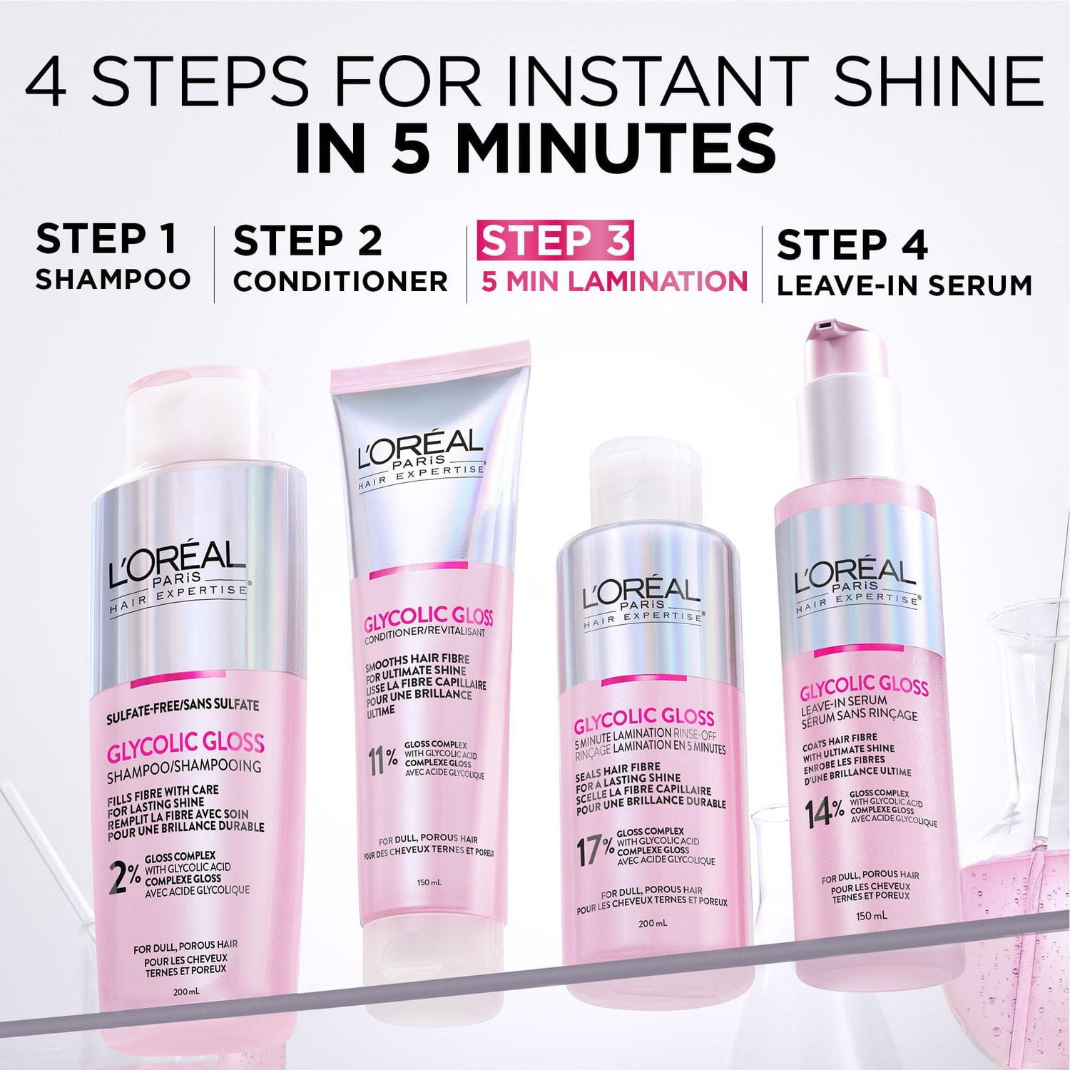 Shampooing Hair Expertise Glycolic Gloss, 200ml Rehausse la brillance et la douceur