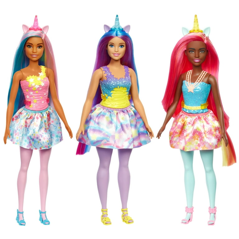 Barbie Dreamtopia Unicorn Doll with Blue Purple Hair, Skirt, and