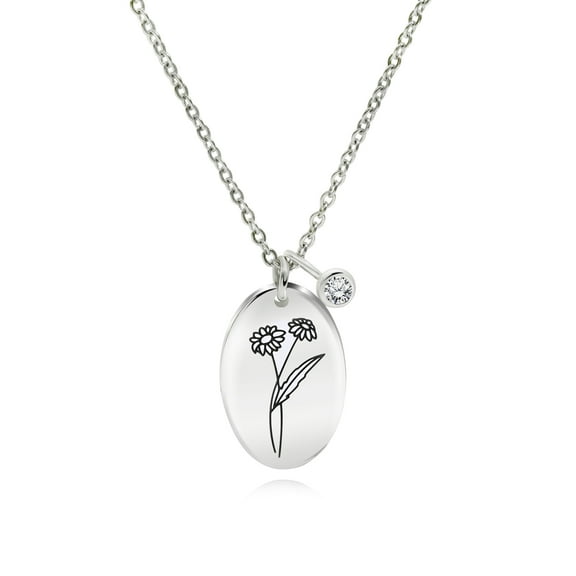JeenMata April Birth Flower Daisy Necklace - Personalized Floral Gift for Women