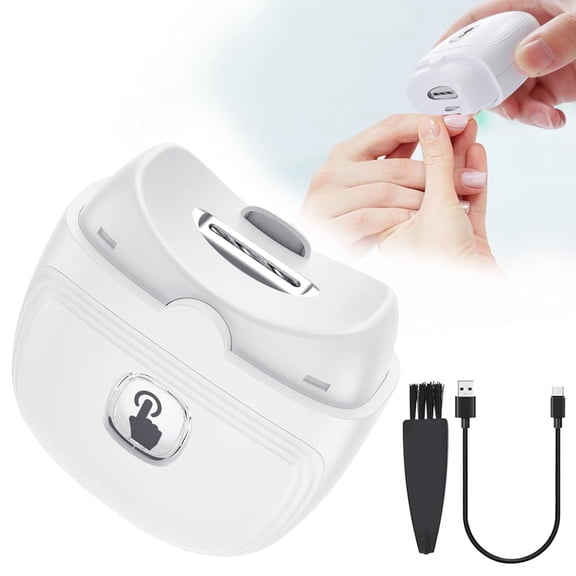 Automatic Electric Nail Clipper with 3-Speeds Levels and Nail Clip Storage, LCD Light, Safety Nail Clipper, Usb Rechargeable Suitable for Adults and Seniors(White)