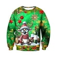 thumbnail image 4 of MAIHAN-Kids Christmas Crewneck Sweatshirt, Boys Girls Winter Warm Top with Christmas Print, Cozy Pullover for Ages 3-14 Years, Autumn Winter Warm Top Casual Everyday Wear(Green,3-4Years), 4 of 4