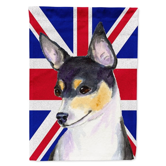 Rat Terrier with English Union Jack British Flag Flag Canvas House Size