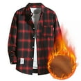 thumbnail image 4 of Men's Long Sleeve Heavyweight Fleece Shirt Casual Loose Button-Up Flannel Plaid Shirt Jacket, 4 of 4