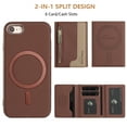 thumbnail image 4 of Allytechgroup 2-in-1 Magnetic Wallet Case for iPhone 7 / 8 / SE 2022 & 2020, Detachable Card Holder with Zipper Pocket RFID Blocking Kickstand PU Leather Protective Flip Cover with 6 Slots, Brown, 4 of 6