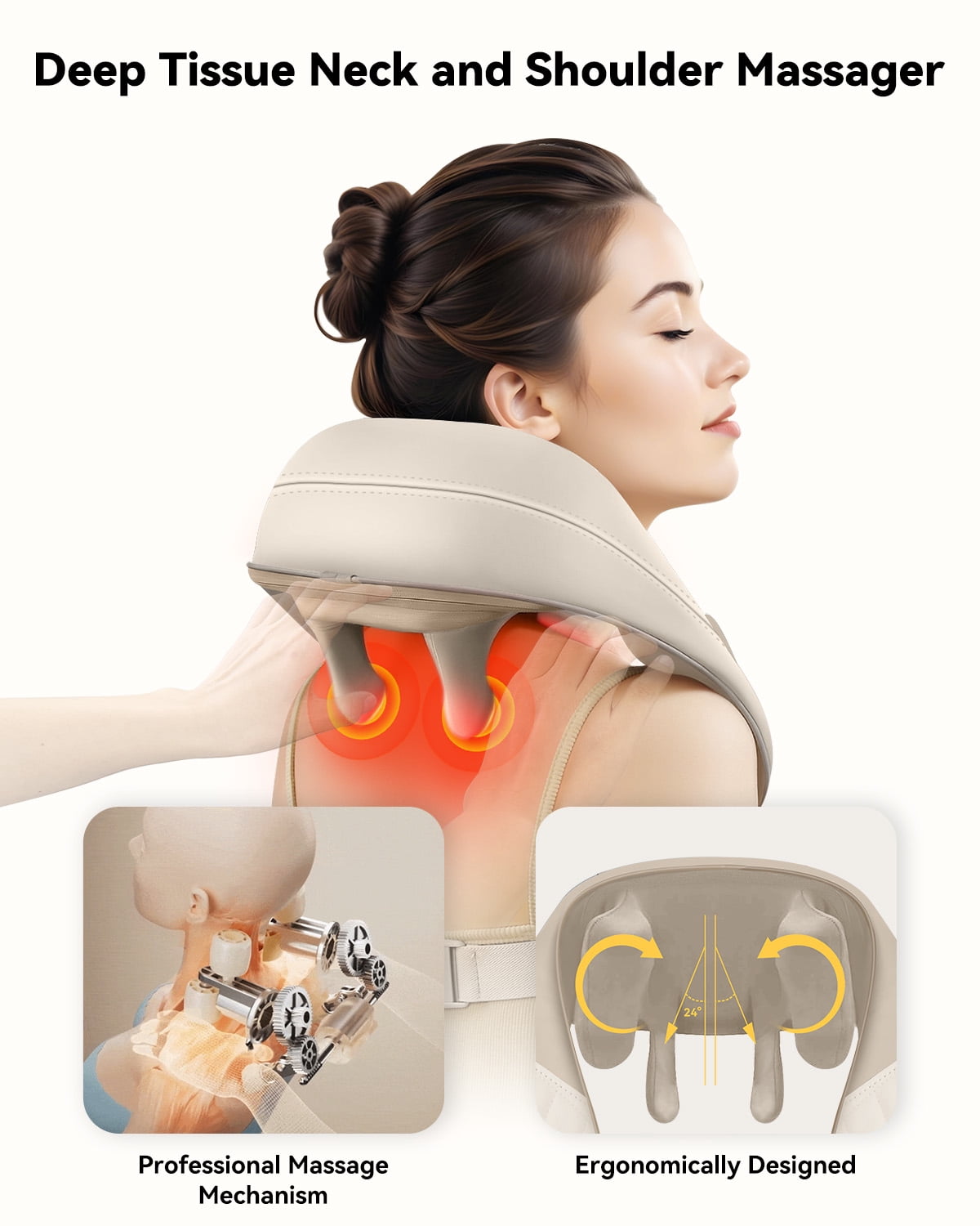 Shiatsu Neck Massager, Snailax Shoulder Neck Massager with Heat for Pain Relief Deep Tissue, Gifts