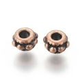 thumbnail image 1 of 3000pc Tibetan Style Spacer Beads Lead Free Cadmium Free and Nickel Free Flat Round Red Copper Color 5mm in diameter 3mm thick hole: 2mm, 1 of 2