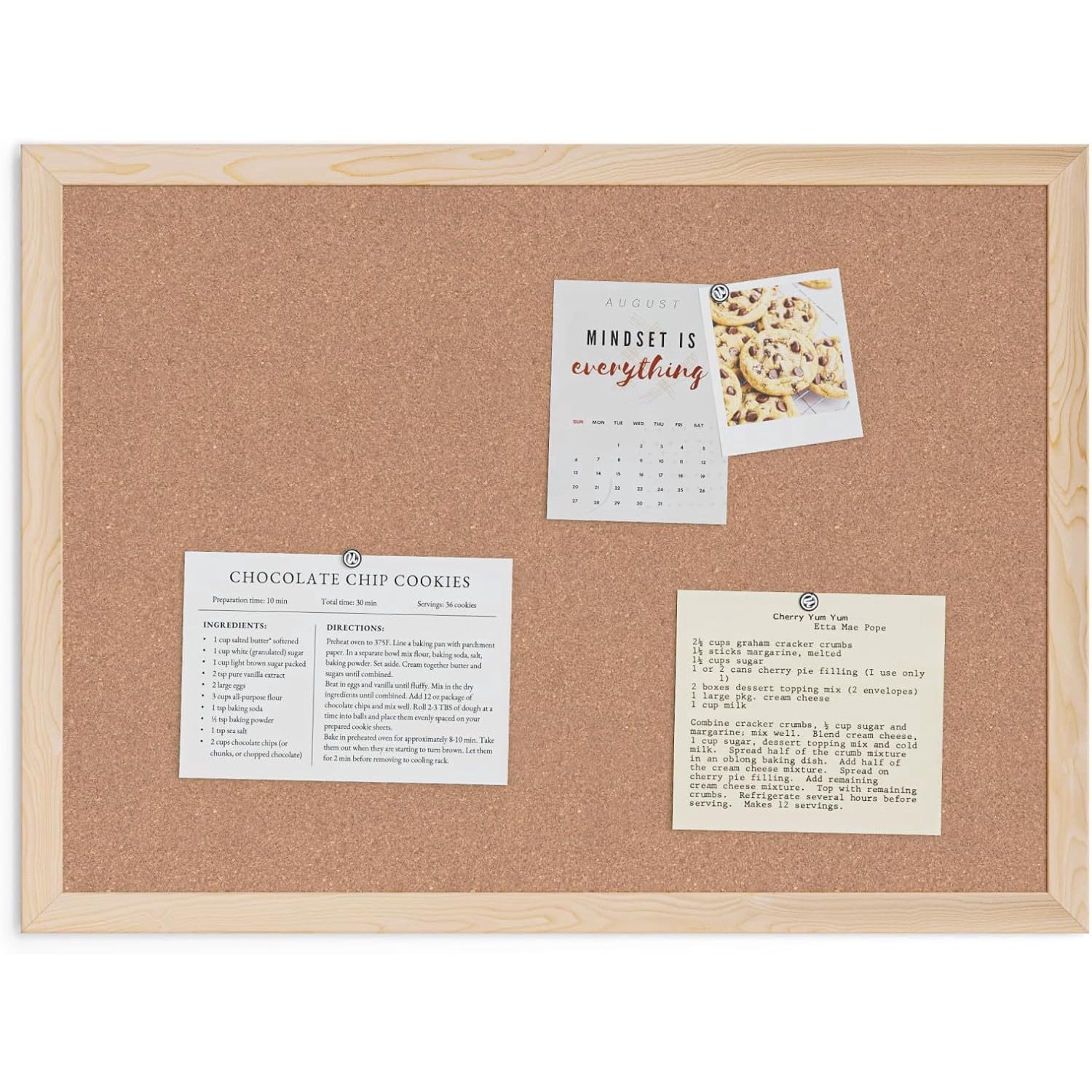 Cork Bulletin Board, 18" x 24" Inches, Light Birch Wood Frame