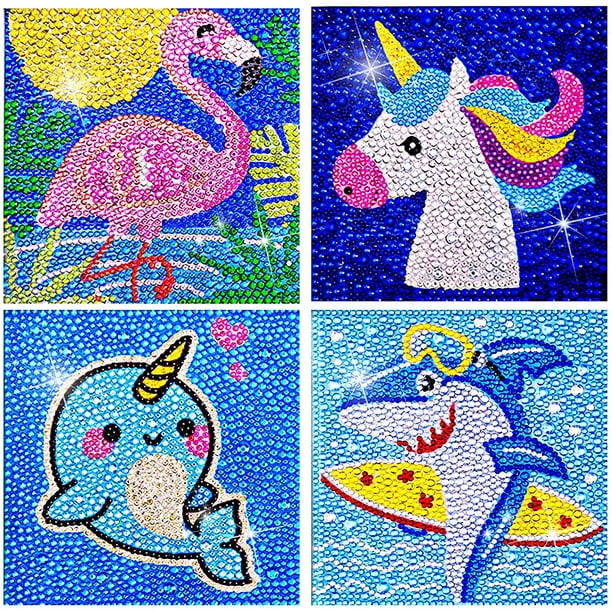 4 Pieces 5D Diamond Painting Kit for Kids Full Drill Painting by