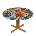 thumbnail image 3 of Nawypu  Animals Mexican Table Cloth Flowers Bird Deer Spring Colorful Traditional Clip Art Round Edged Table Cover for Dining Room, Party, Banquet, 3 of 7