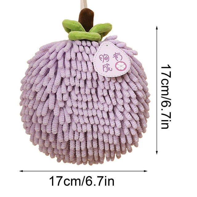 SDNall Bathroom Hand Towels, Bathroom Towel Set, Fuzzy Ball Hand Towel with Hanging Loop for Bathroom Cute Fruit Decorative Ball Towel Soft Absorbent Ball Towel Sets for Kitchen Bathroom