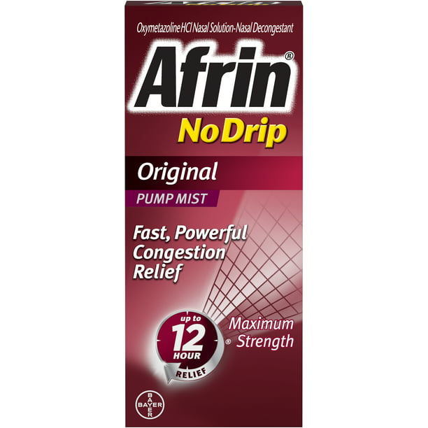 Afrin No Drip Original 12 Hour Nasal Decongestant Pump Mist – 15 mL