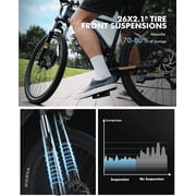 Qlife Electric Bike for Adults - 21-Speed Mountain Lightweight Ebike with 350W 20MPH Brushless Motor, 26X2.1 Tire Step Over E-MTB (Black) with Fender & Rear Rack