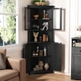 thumbnail image 6 of Vabches Farmhouse 67" Tall Corner Cabinet with 4 Barn Doors, 5 Tier Corner Storage Cabinet with Glass Door Adjustable Shelves for Bathroom,Living Room,Kitchen, 6 of 10