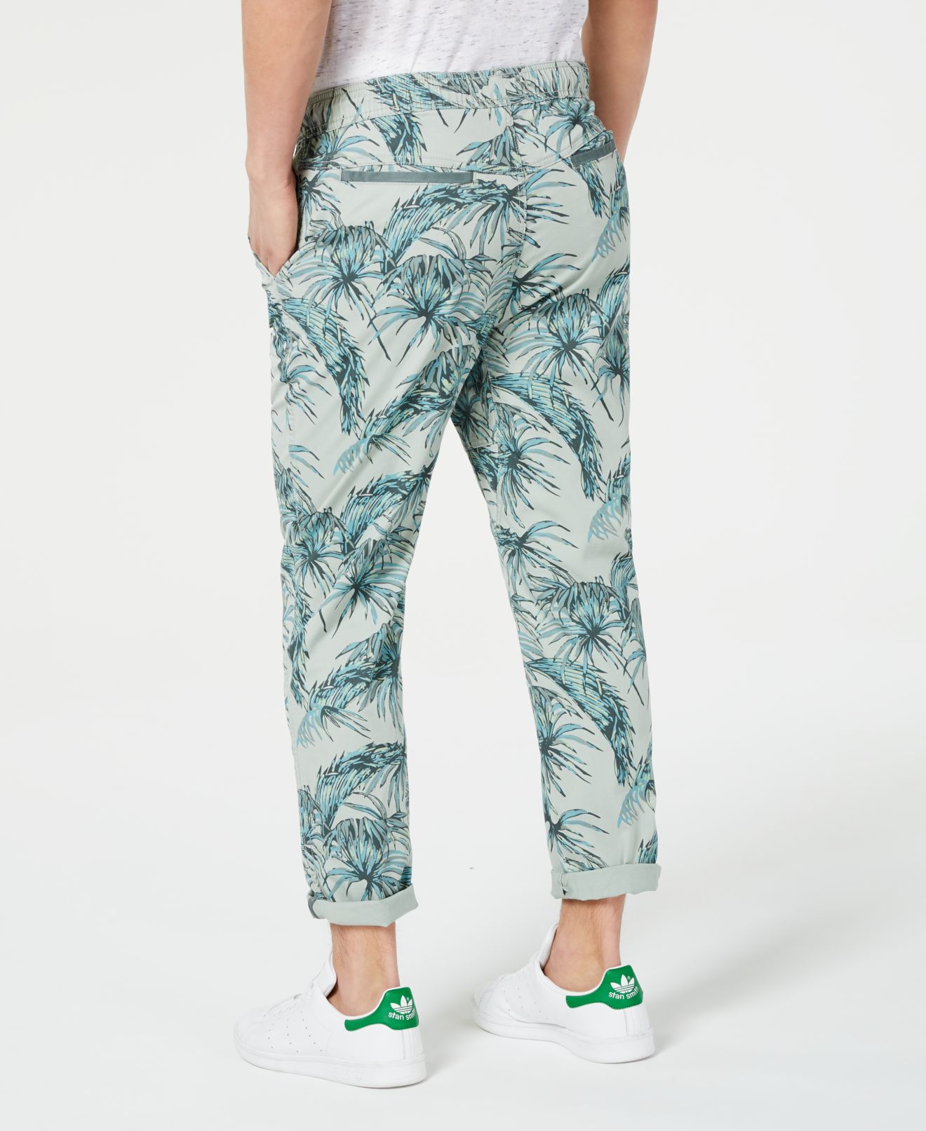 Mens Palm Tree Print Chinos Stretch Pants XL