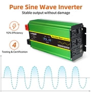 LVYUAN 3000W 6000W Peak Pure Sine Wave Power Inverter Car Converter DC 24V to AC 110V/120V with 4USB & 4AC Outlets, LCD Display, Remote Control for Car, RV, Camping, Outdoor & Home Backup Green