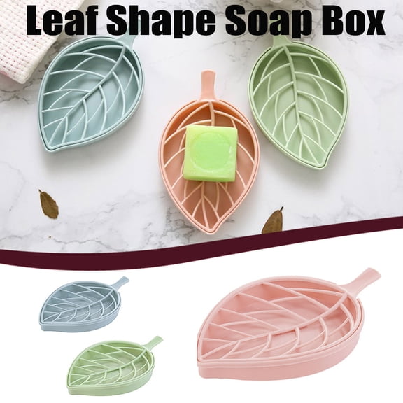 Huayishang Soap Dish Clearance, Leaf Shape Soap Box Dish Storage Plate Tray Holder Case Container Bathroom Shelves Blue