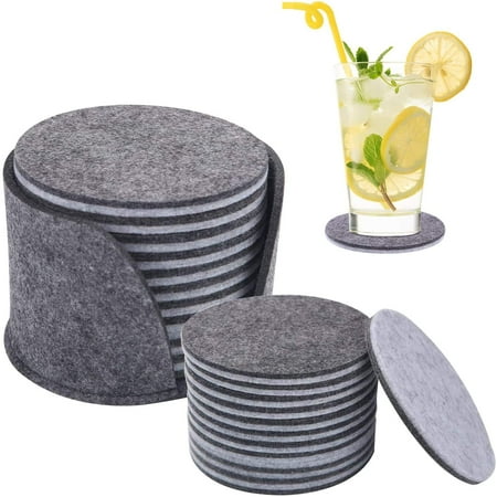 

10pcs Felt Coasters Two-color Heat Resistant Coaster with Storage Box Round Non Slip Table Coasters for Family Dining Tables Beverage Cups Bars Glass Coasters By BOOBEAUTY