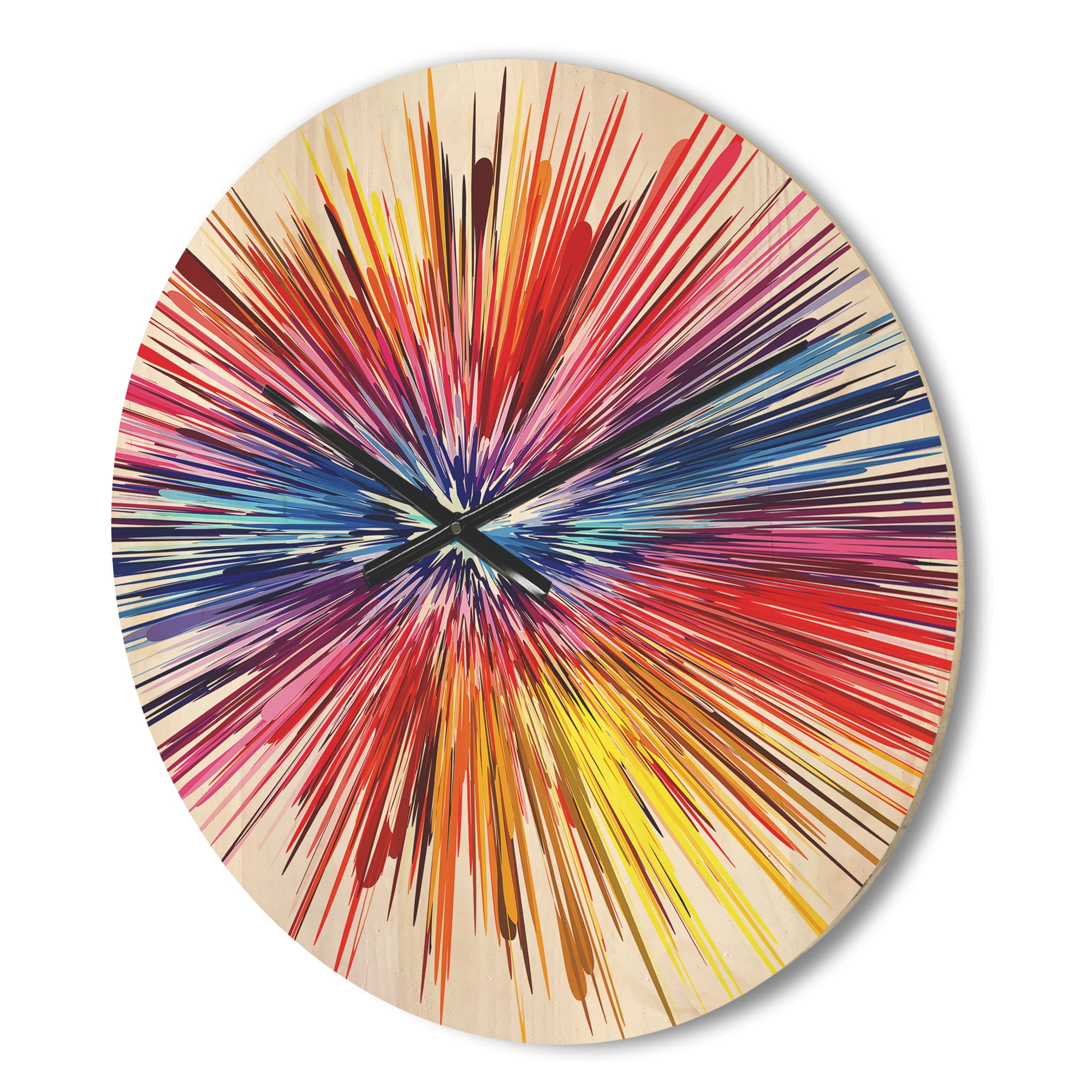 Designart 'Color Explosion On White' Modern Wood Wall Clock