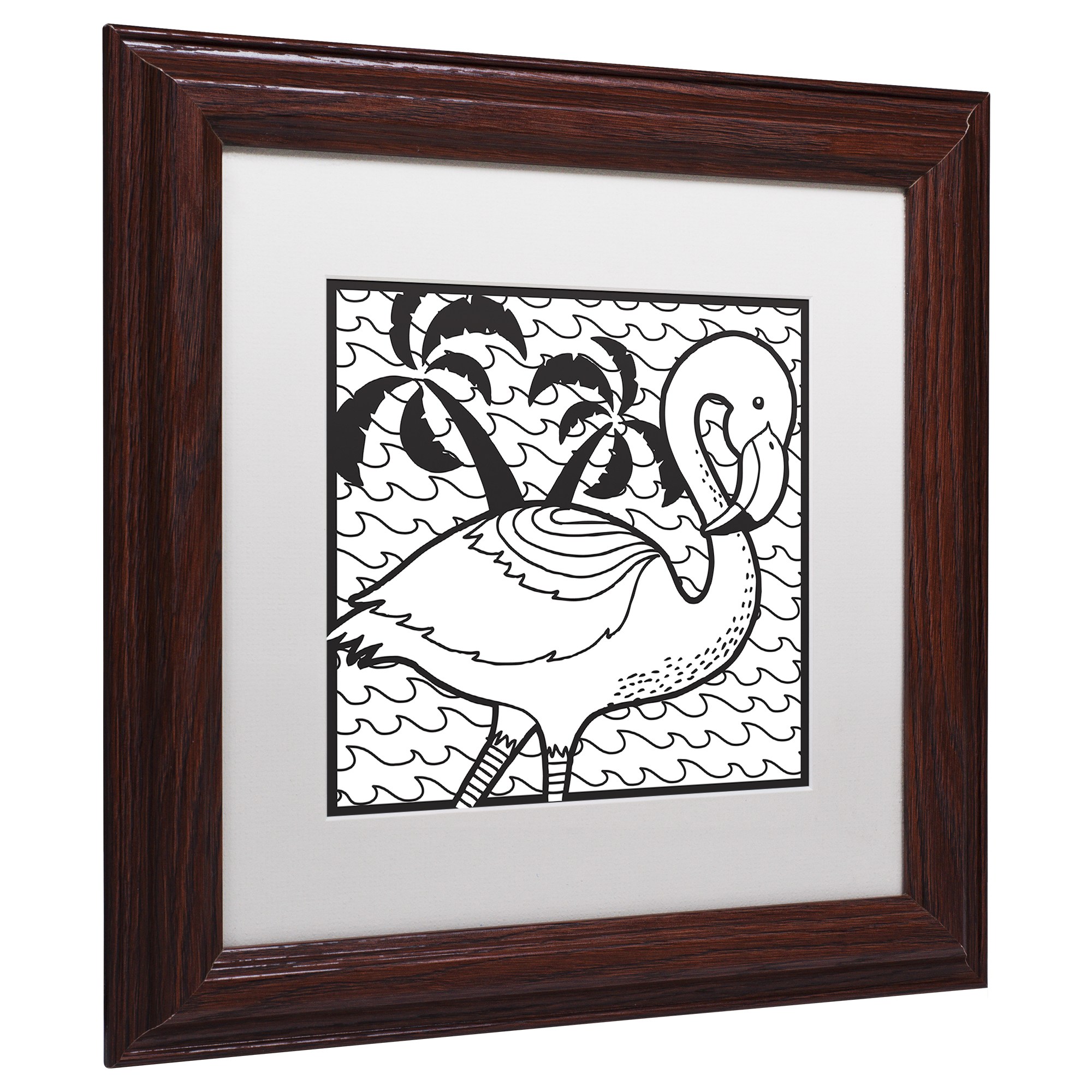 Trademark Fine Art "Flamingo" Canvas Art by Hello Angel, White Matte, Wood Frame