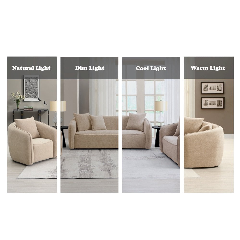 ACME Keith Chenille Fabric Upholstered Loveseat with 2 Pillows in Beige
