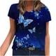 thumbnail image 1 of Blusa de camiseta informal con estampado de manga corta y cuello en V de verano para mujer a la moda Fridja  bn5805, 1 of 1