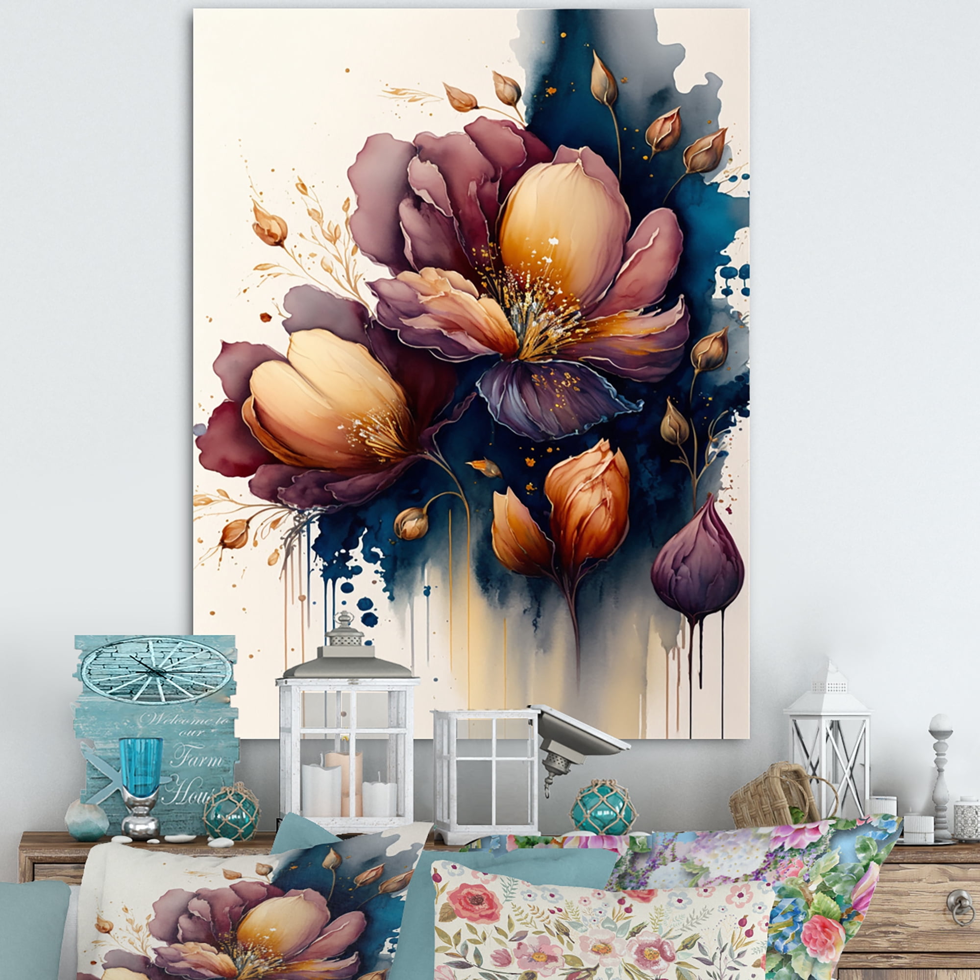 Designart Red Blooming Crocus Flowers I Canvas Wall Art