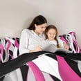 thumbnail image 4 of Manfei Abstract Wave Stripe Twin Comforter Sets, Geometric Line Bedding Set, Pink, Black and White, Black Reversible 2 Pieces, 1 Comforter and 1 Pillowcase, 4 of 6