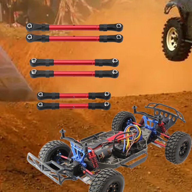 Varilla de tracción para coche RC Hugo 6 piezas metal accesorio servo rojo