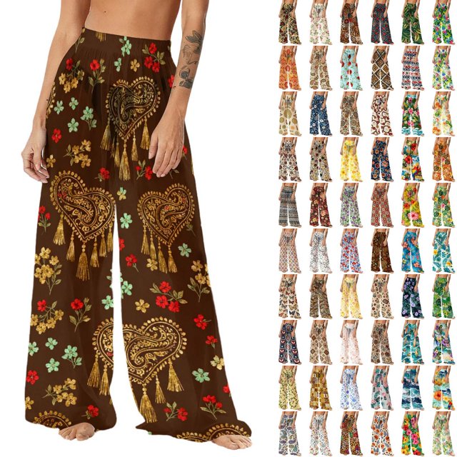 Pincandy Women See Through Sheer Mesh Pants Beach Swimsuit Bikini Bottom Cover up Party Club Elastic High Waist Wide Leg Pants