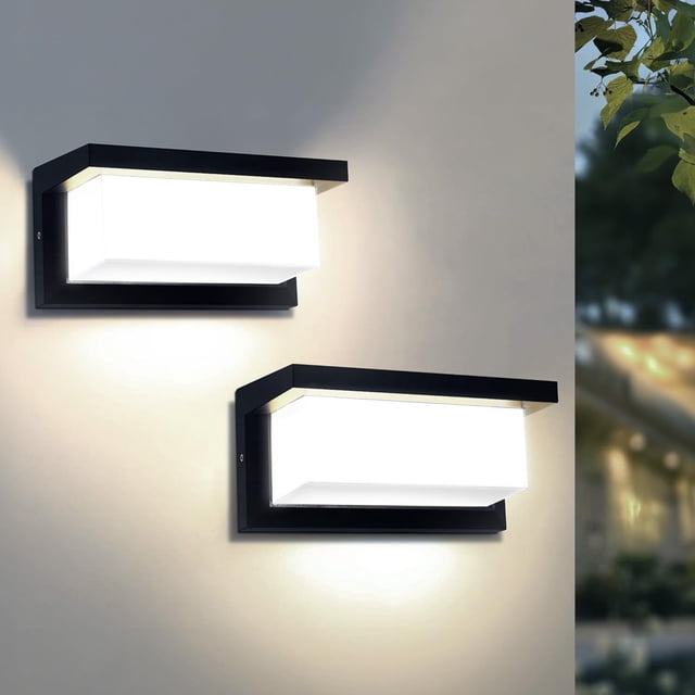 2 Piezas Lampara Exterior Pared, 18W 5000K Arbotantes De Pared Exterior LED, 5000LM Lamparas Para Exterior De Casas pared, Lamparas Exteriores Muro, IP65 Impermeable, Para Patio, Pasillo(Luz Natura)