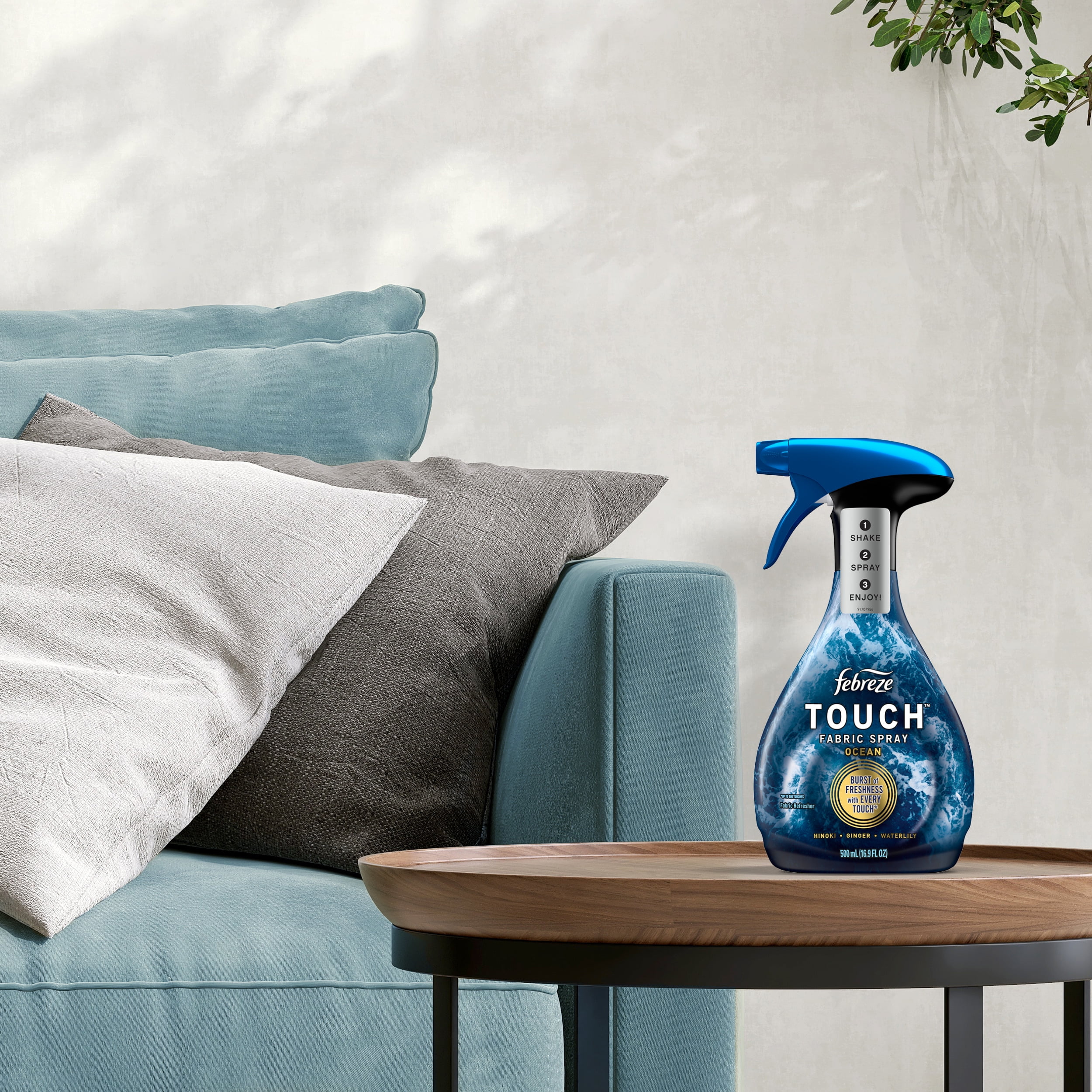 (3 pack) Febreze Fabric Spray Air Freshener, Odor-Fighting Fabric Refresher, Unstopables Ocean, 16.9 fl oz