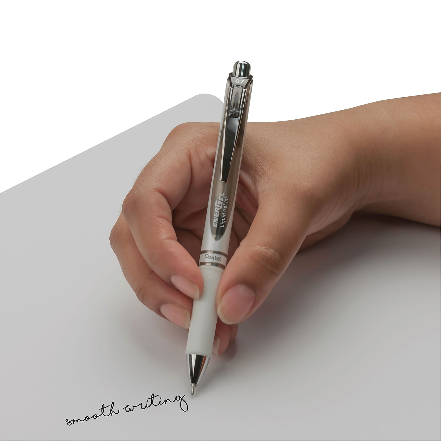 Pentel® EnerGel Pearl Pens, 0.7mm, Needle Point, Black Ink, Pack Of 12