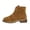 Brown, variant on Womens Ankle Combat Boots Round Toe Low Stacked Block Heel Matte Faux Suede Lace Up Side Zipper Lug Sole Outdoor Daily Trendy Boots Black Size 9