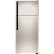 GE Appliances Energy Star 17.5 cu. ft. Top-Freezer Refrigerator model GTE18DCNRSA in Silver.