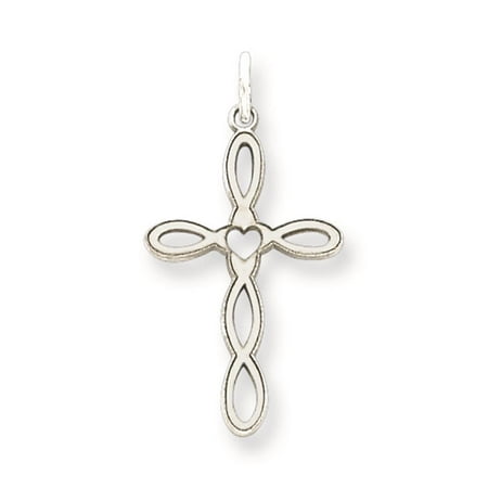 Laser Cut-out Designed Cross Solid Charm Pendant 20mmx11mm 925 Sterling Silver